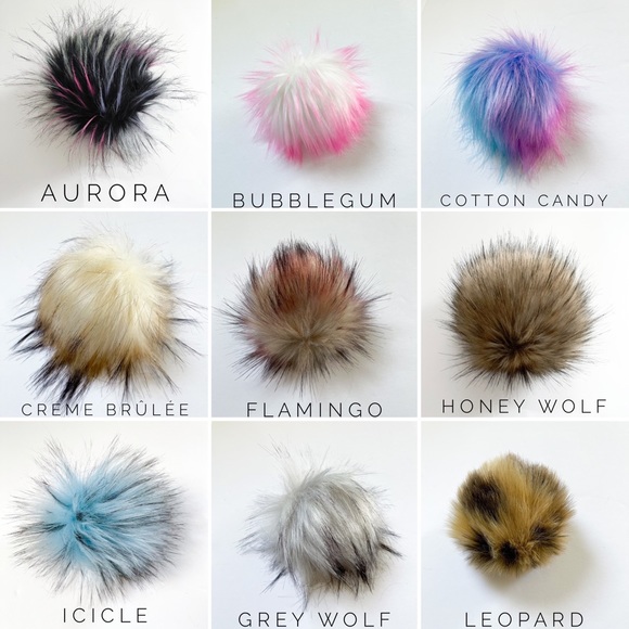 Baby Hat, Black, grey, white, ombre, Faux Fur pompom, Mommy & Me, Toque, Winter - Picture 3 of 4